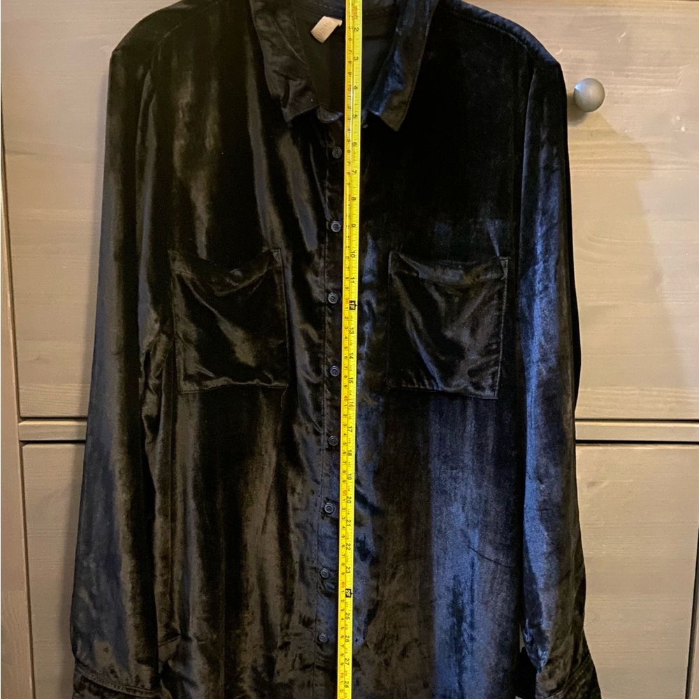 Anthropologie Pilcro Black Velvet Button Down Shirt